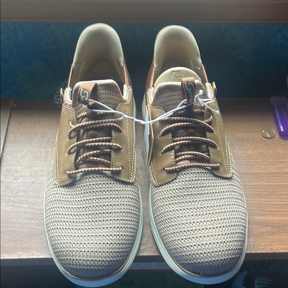 Skechers Tan and Brown Sneakers with Breathable Design